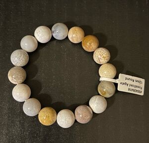 Fossilized Agate 12mm Bead Stretch Bracelet